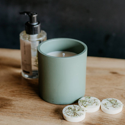 Cinnamon soy wax melts in a glass votive – the MUNIO