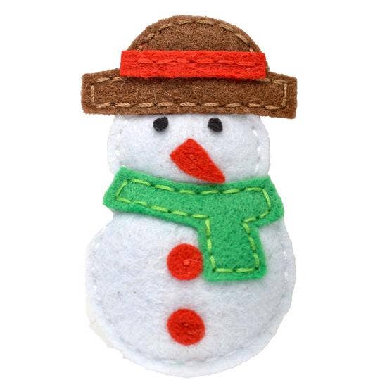 No Slippy Hair Clippy - Holly Snowman Felt Novelty Clip