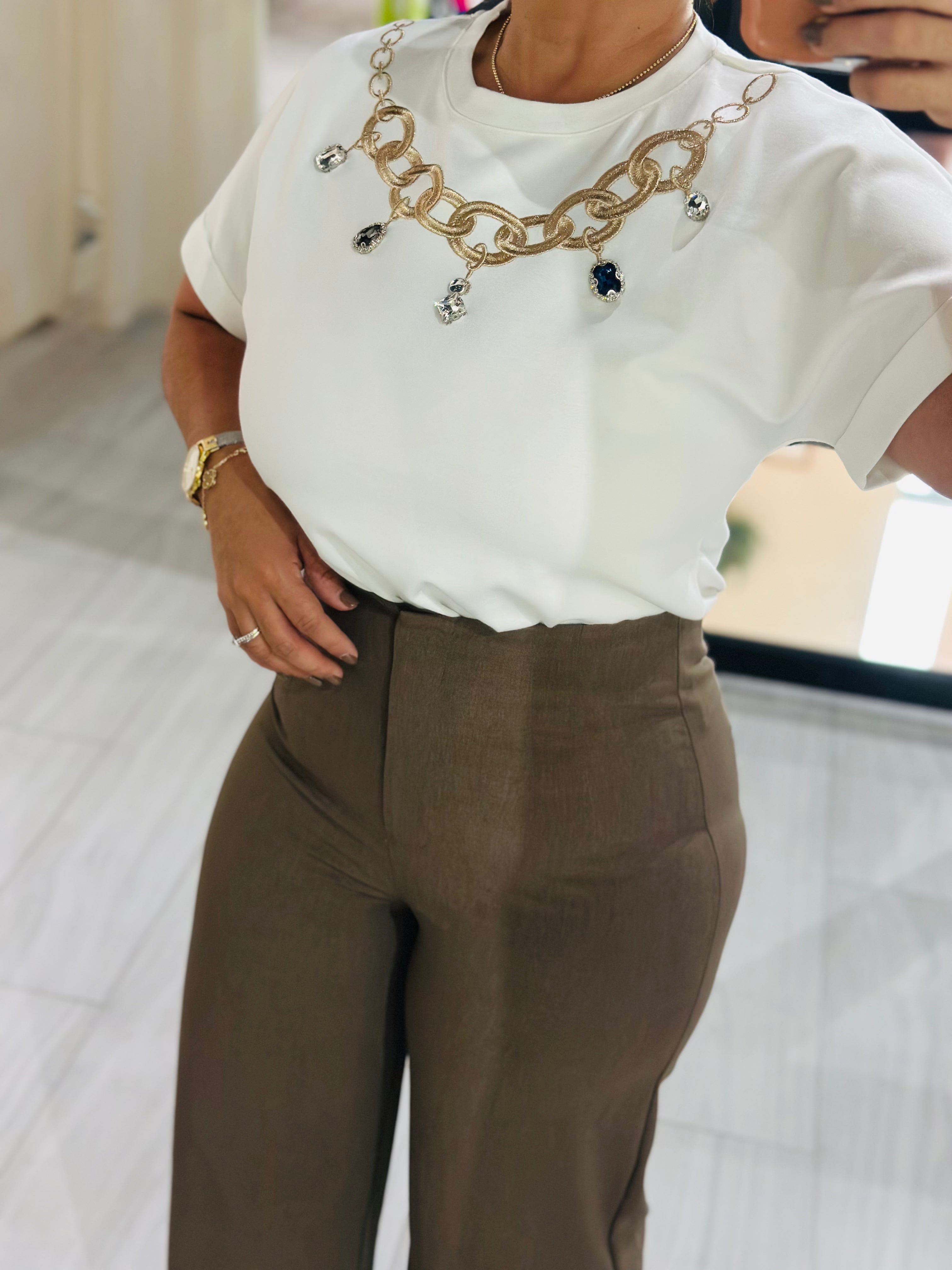 Top rhinestone embroidery detail