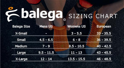 balega socks size cahrt