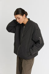 Quilted Bomber Jacket Latté - almost black