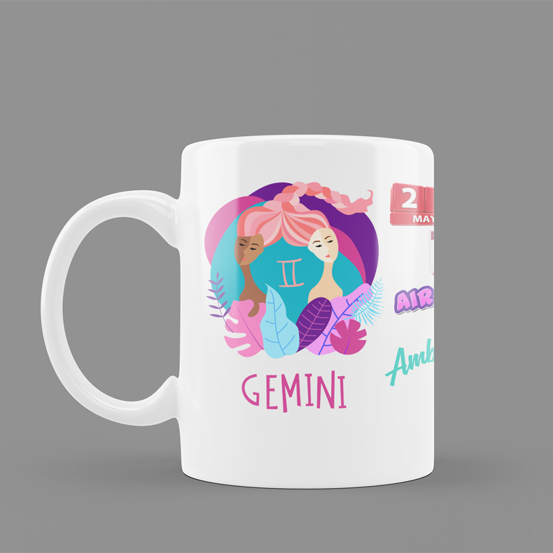 Modest City Beautiful Exclusive Gemini Zodiac Sign Round Ceramic Coffee Mug