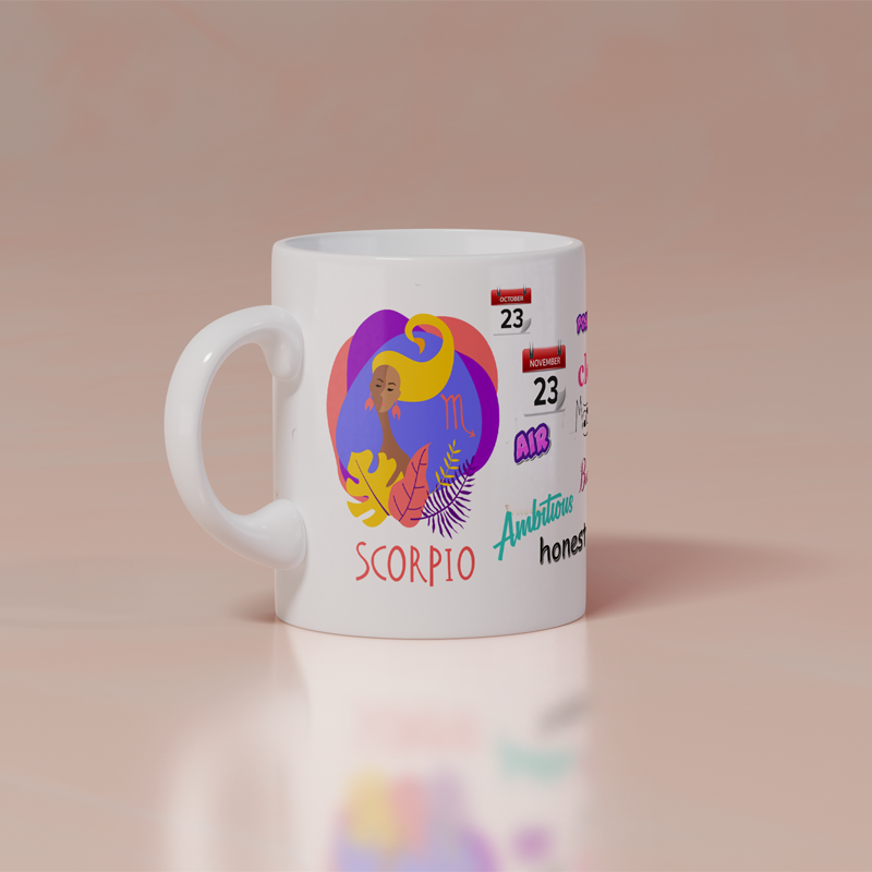 Modest City Beautiful Exclusive Scorpio Zodiac Sign Round Ceramic Coffee Mug
