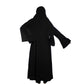 Beautiful Self Design Black Button Crepe Abaya With Hijab_0941