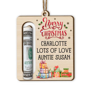 Merry Christmas Gift - Personalized Wooden Ornament, Money Holder Ornament, Christmas Gift - ORN175 - Customizeaf™