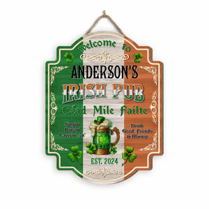 Vintage Rustic Irish Pub Lucky Charms Shamrock - Personalized Wooden Sign, St. Patrick's Day Decor - DS754 - Customizeaf™