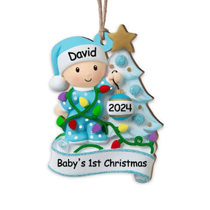 Baby's 1st Christmas - Personalized Wooden Ornament, Gift For Christmas - ORN133 - Customizeaf™