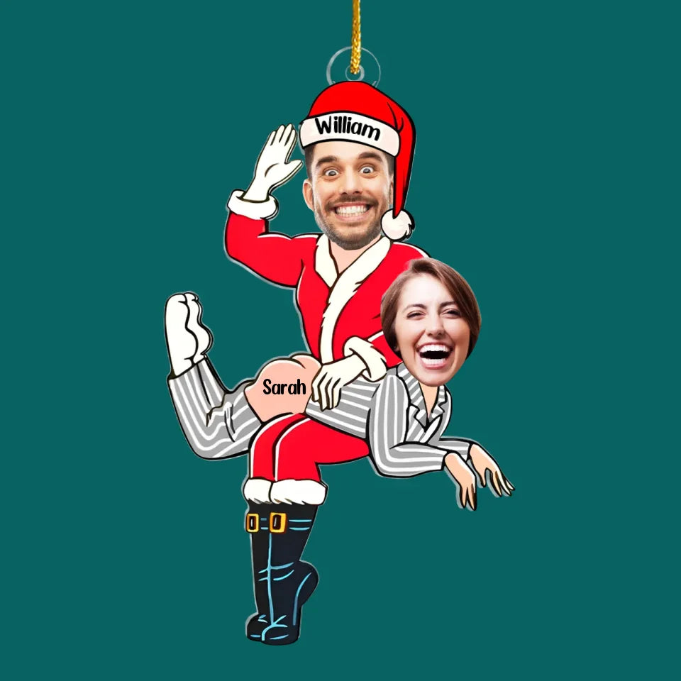 Funny Santa Couple - Personalized Acrylic Ornament, Couple Christmas Gift - ORN340YV