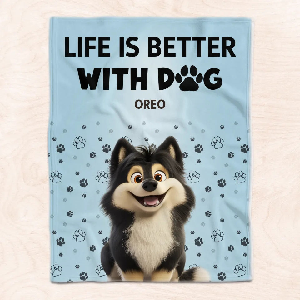 Life Is Better With Dogs - Personalized Blanket, Gift For Dog Lovers