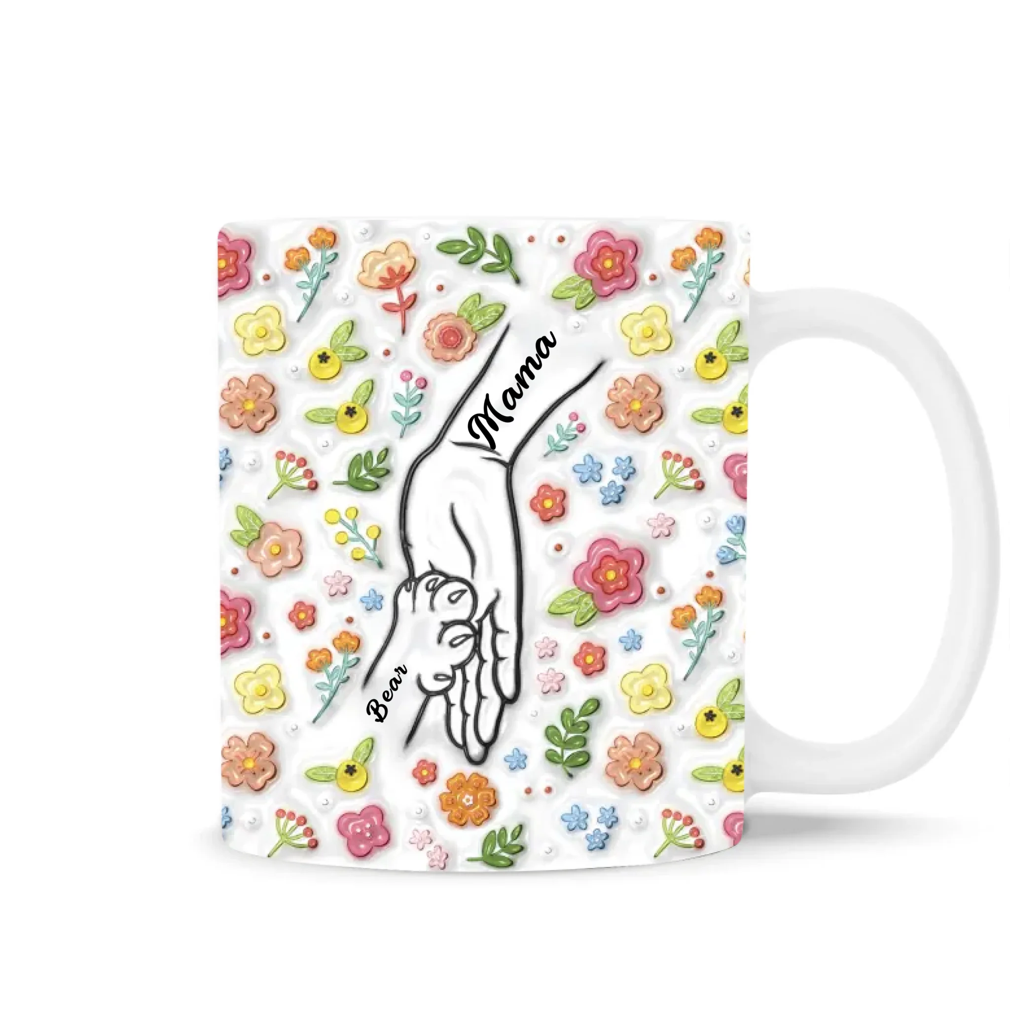 Cat Mom and Her Babies - Personalized Mug, Gift for Cat Mom, Cat Mom Hand and Paws Coffee Cup