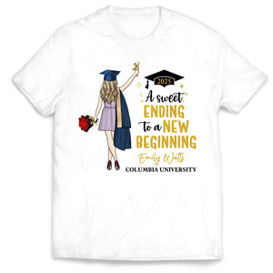 A Sweet Ending To A New Beginning - Personalized T-Shirt, Graduation Shirt, Grad Gift - Customizeaf™