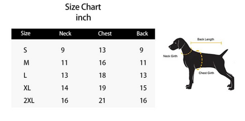 size chart for dog winter coat cheerhunting