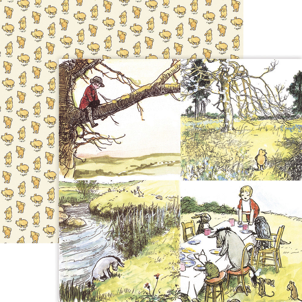 Classic Winnie the Pooh Seasons Scrapbook Paper