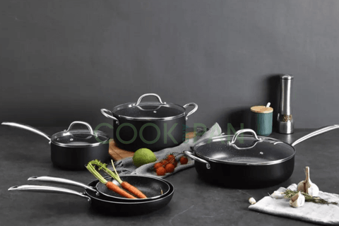 Black induction cookware set