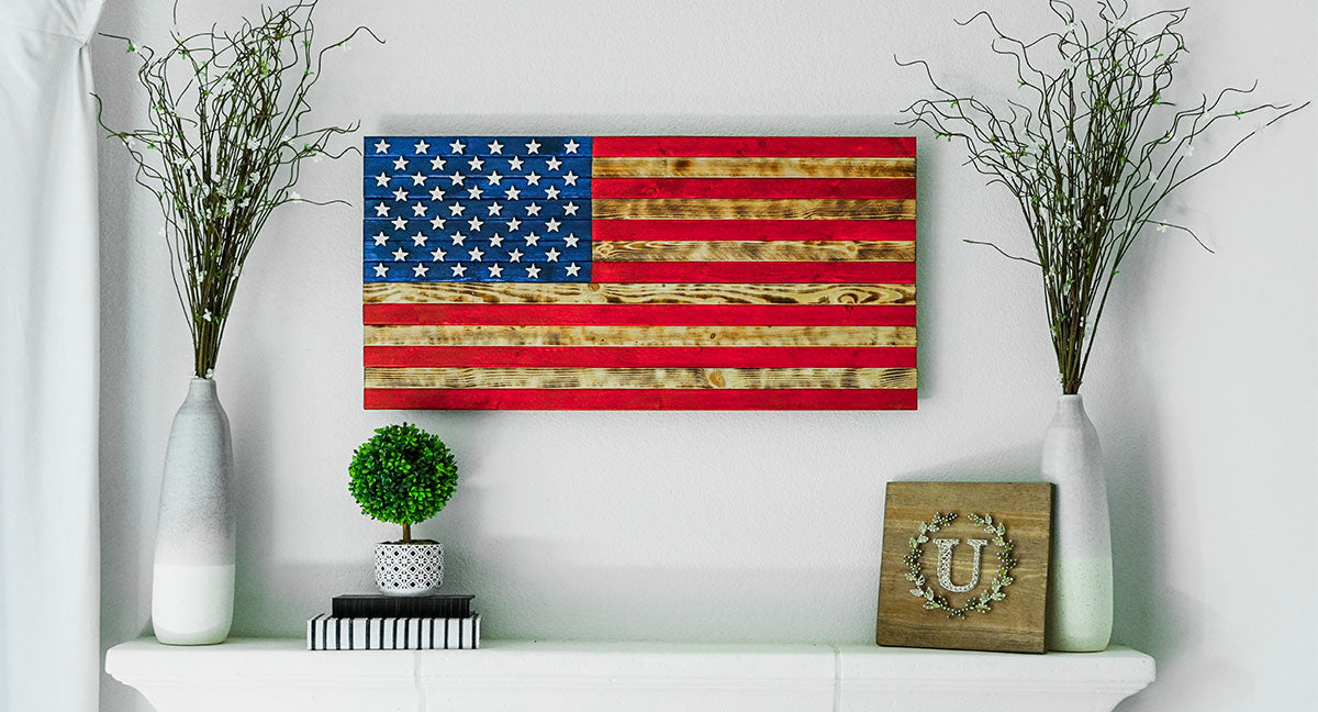 American Rustic wooden flag