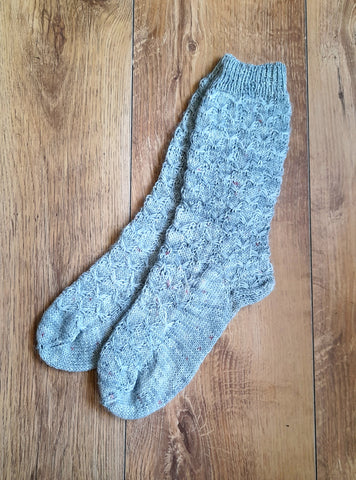 socks with a square heel. The flock socks are slip stitch socks with an integrated dutch heel