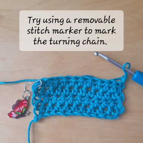 use a removable stitch marker to keep track of crochet turning chains. 