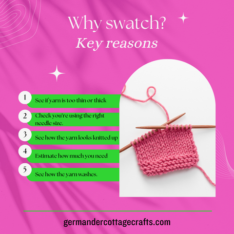 Good reasons to swatch your knitting before starting a project. Why swatching is important for yarn weight