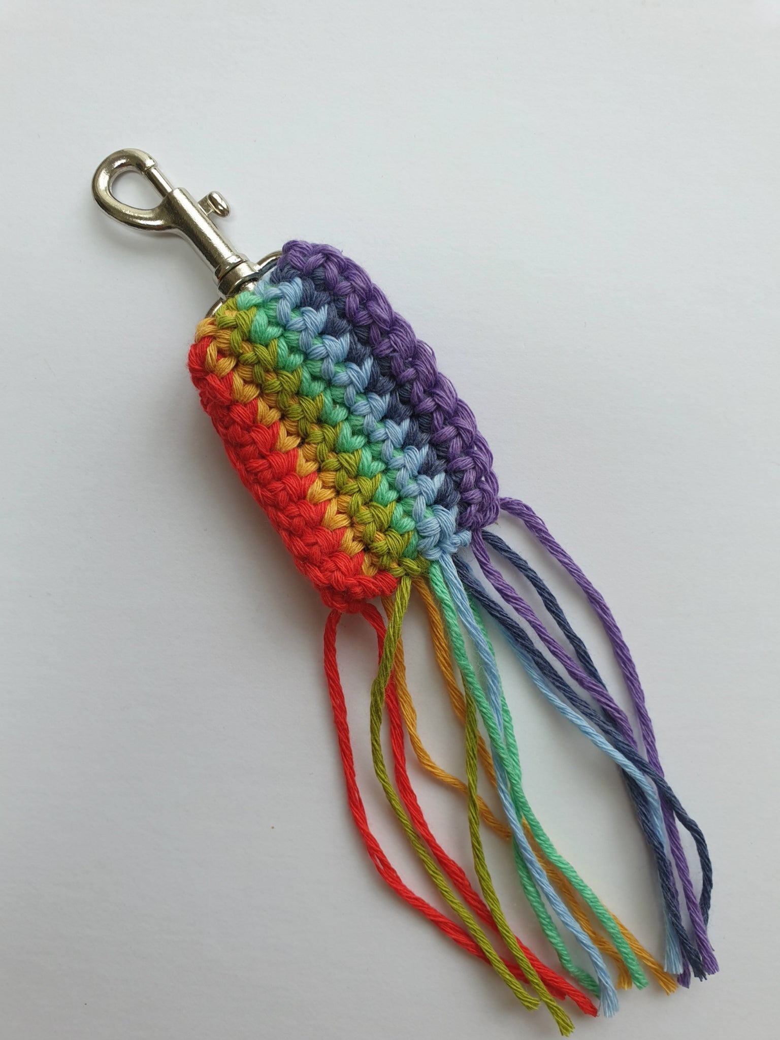Rainbow keyring crochet kit by One Creative Cat. Easy pattern