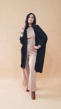 kimono over nero 100% lana merino