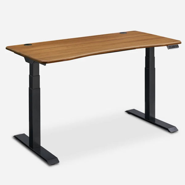 Casterly Height Adjustable Desk - A modern Casterly desk in Singapore with a height-adjustable feature, combining functionality and style. The warm wood tabletop contrasts with the sleek black frame, equipped with a digital display for precise ergonomic adjustments.