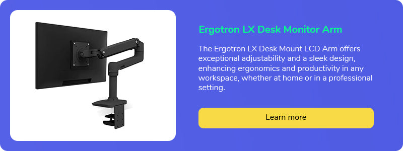 Ergotron LX Desk Monitor Arm, highlighting its adjustability and sleek