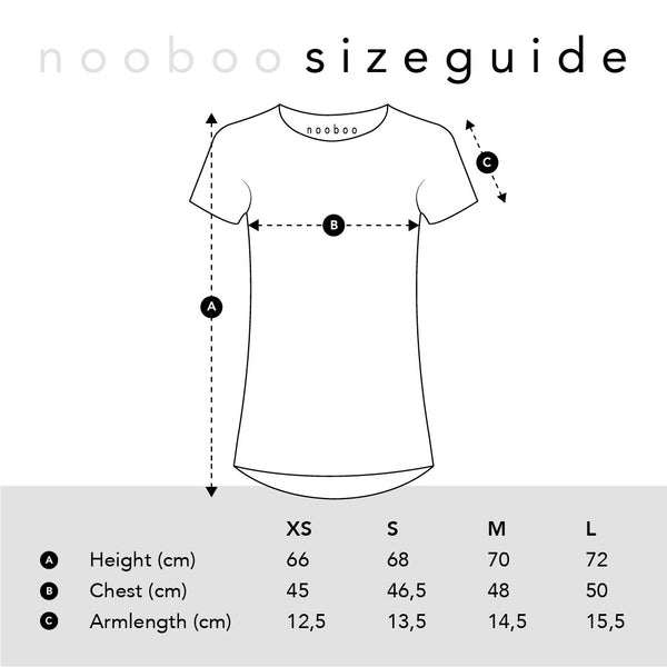 Størrelsesguide NOOBOO Dame Shirts