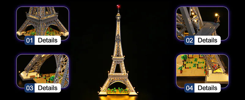LocoLee LED Light Kit for Lego 10307 Eiffel Tower Decor Lighting Set With  Music