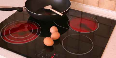 A glowing red electric hob