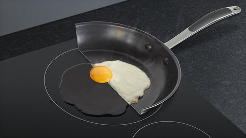 An induction hob cooking an egg