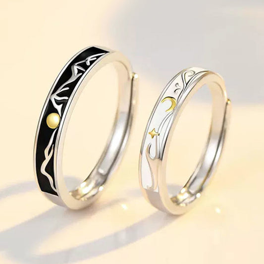 Personalized Sun and Moon Matching Promise Rings for Couples – Loforay