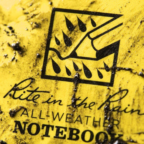 mud covering Rite In The Rain waterproof notebook cover