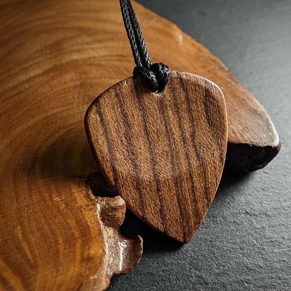 Bubinga Guitar Pick Necklace | Handmade Wood Plectrum Necklaces