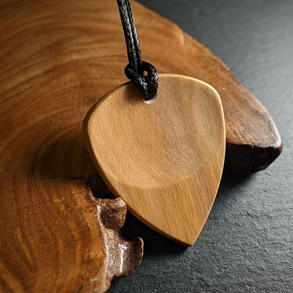 Bubinga Guitar Pick Necklace | Handmade Wood Plectrum Necklaces