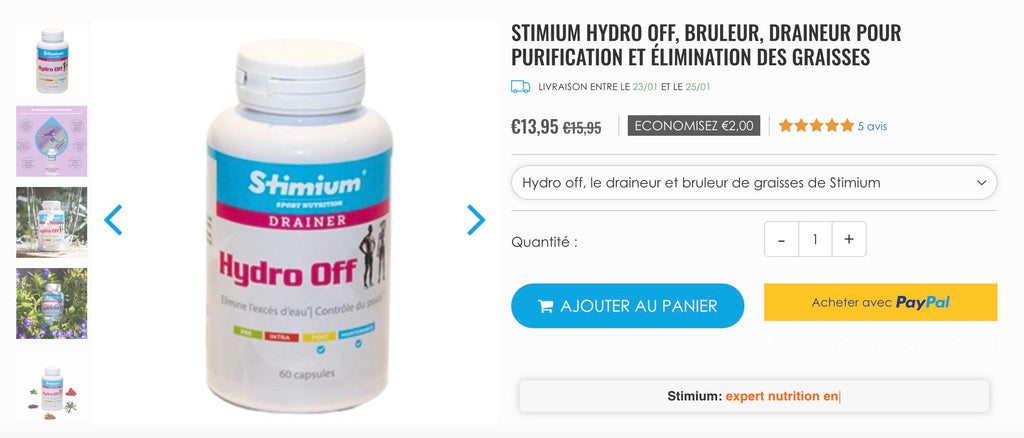 STIMIUM HYDRO OFF, BRULEUR, DRAINEUR POUR PURIFICATION ET ÉLIMINATION DES GRAISSES