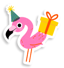 Flamingo with a party hat