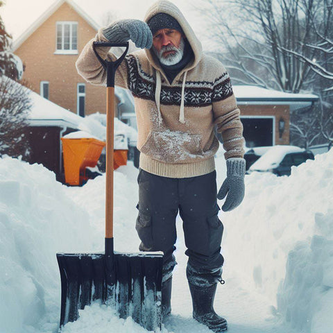 Guy tired of snow shoveling