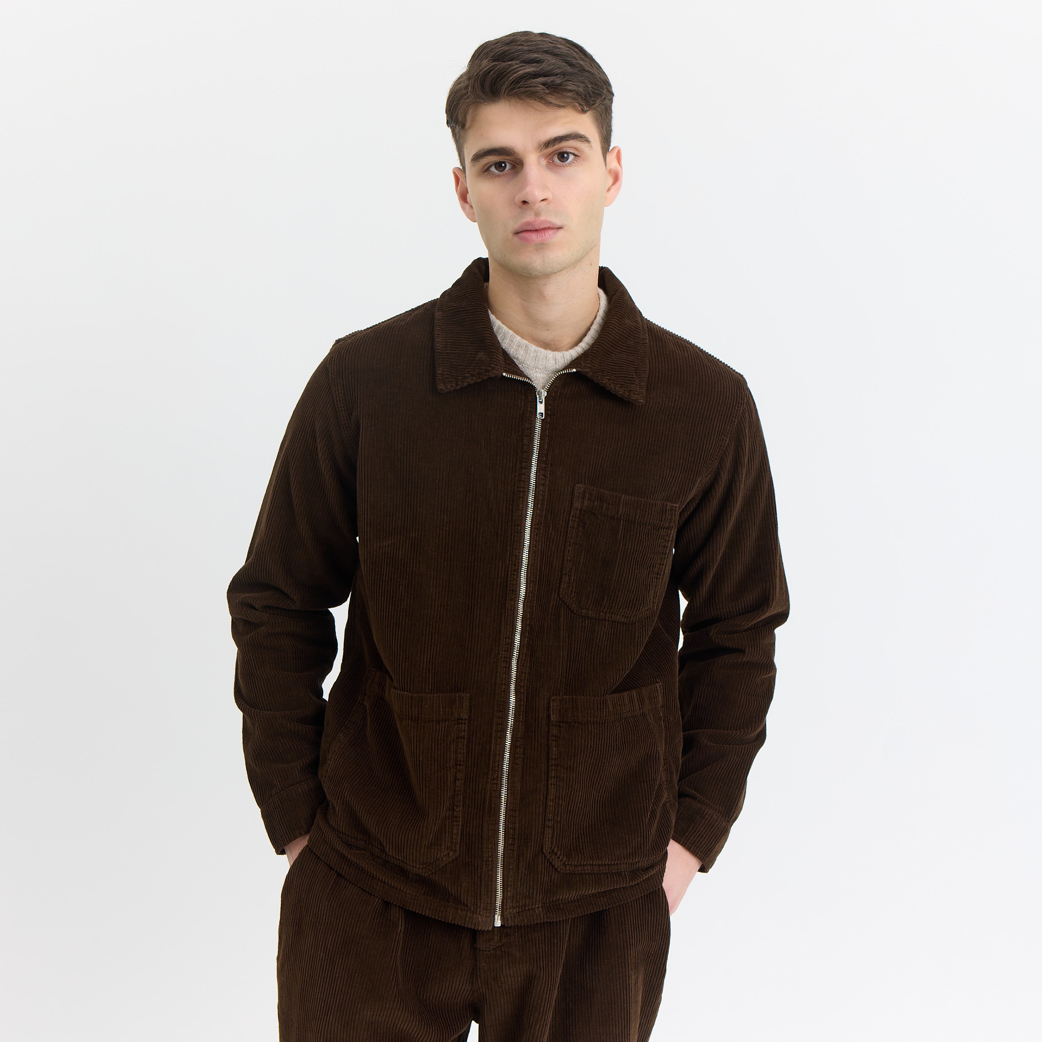 Billede af Matt Corduroy Jacket GOTS - Ebony Brown - M