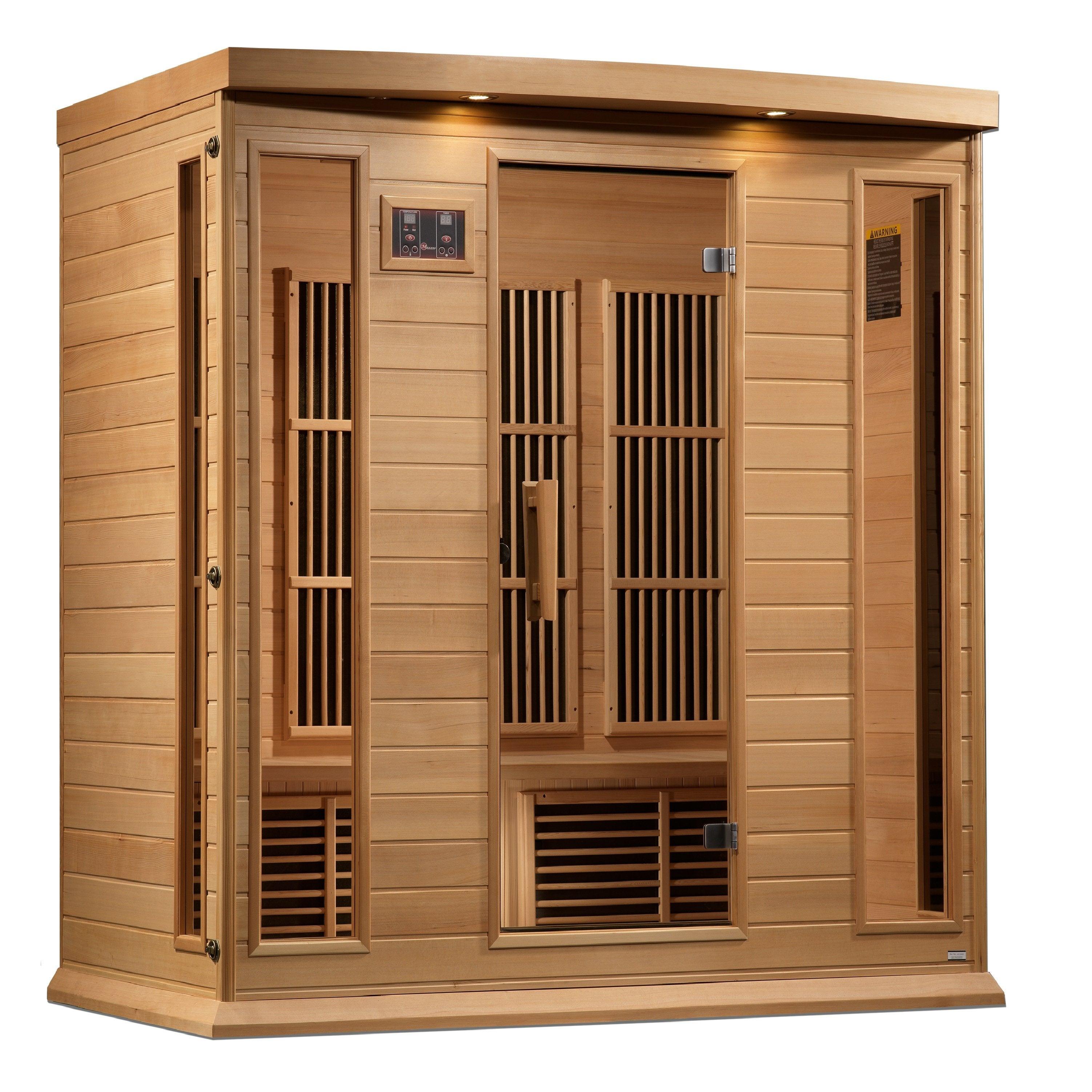 Golden Designs Sauna: Maxxus 4 Person Near Zero EMF FAR Infrared Carbon - Canadian Hemlock - MX-K406-01-ZF