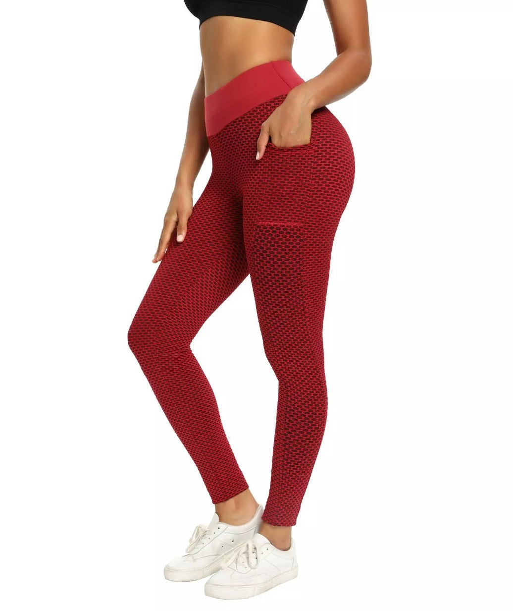HONEYCOMB LEGGINGS WITH POCKETS - Sleek And Neat