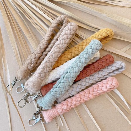 LOLAHA Macrame Keychain Wrist Lanyards for key Boho Key chain for