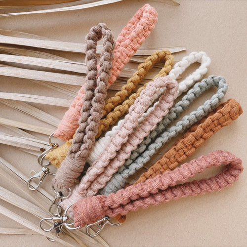 Braided Macrame Wristlet Keychain – The Wooden Hook Store