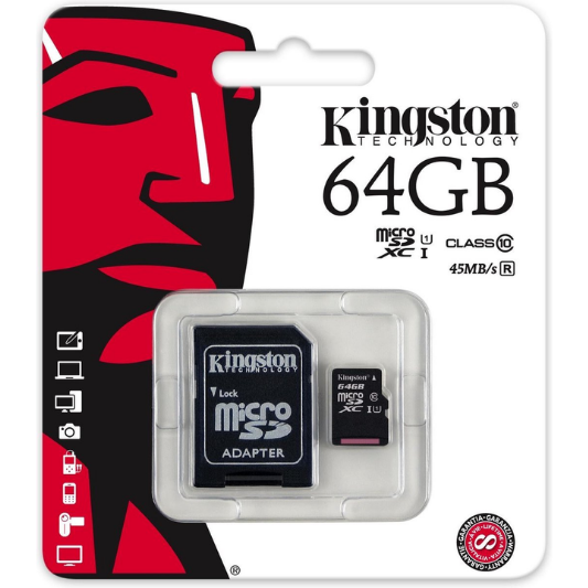 kleding Toestemming scheren Kingston Micro SD kaart 64 GB + SD Adapter - Fooniq.nl