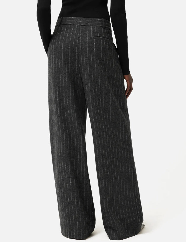 Italian Wool Kemp Pinstripe Trouser - Grey