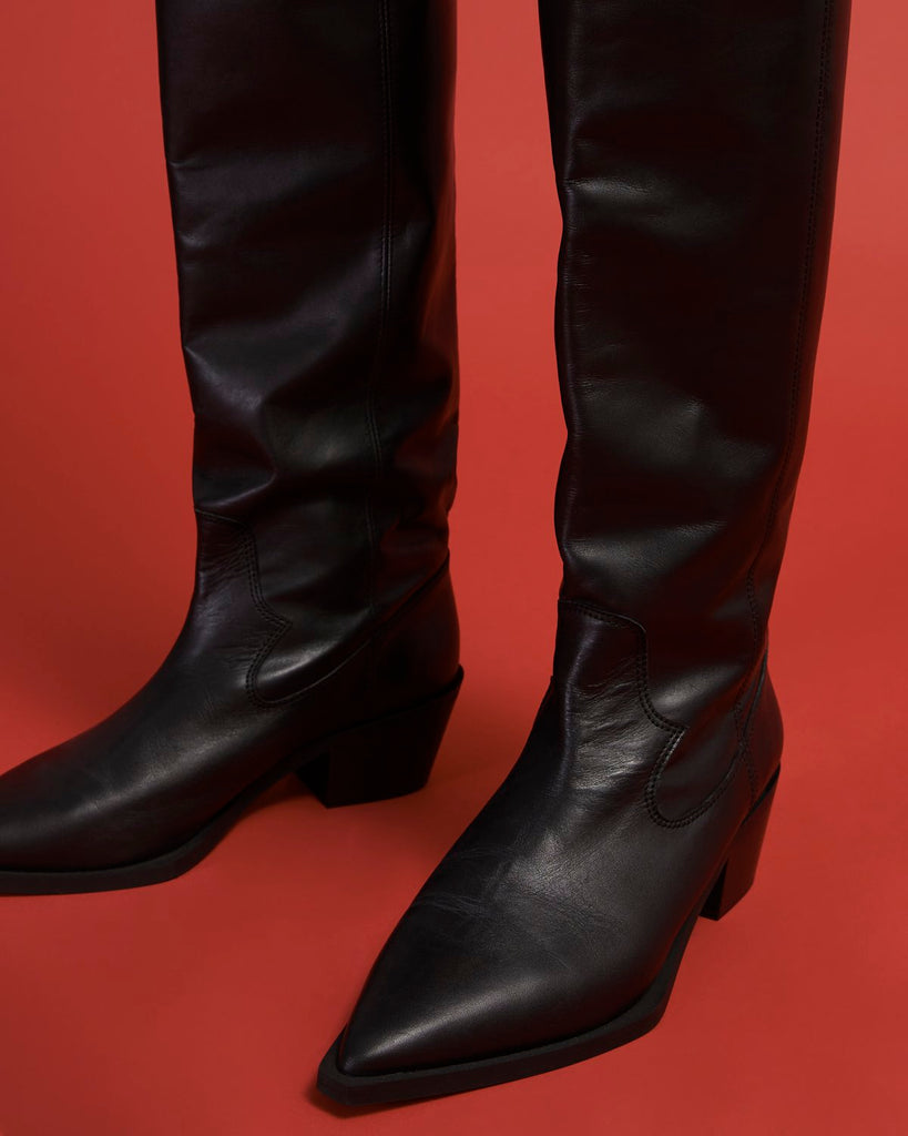 Marlo Western Boot Leather | Black – Jigsaw
