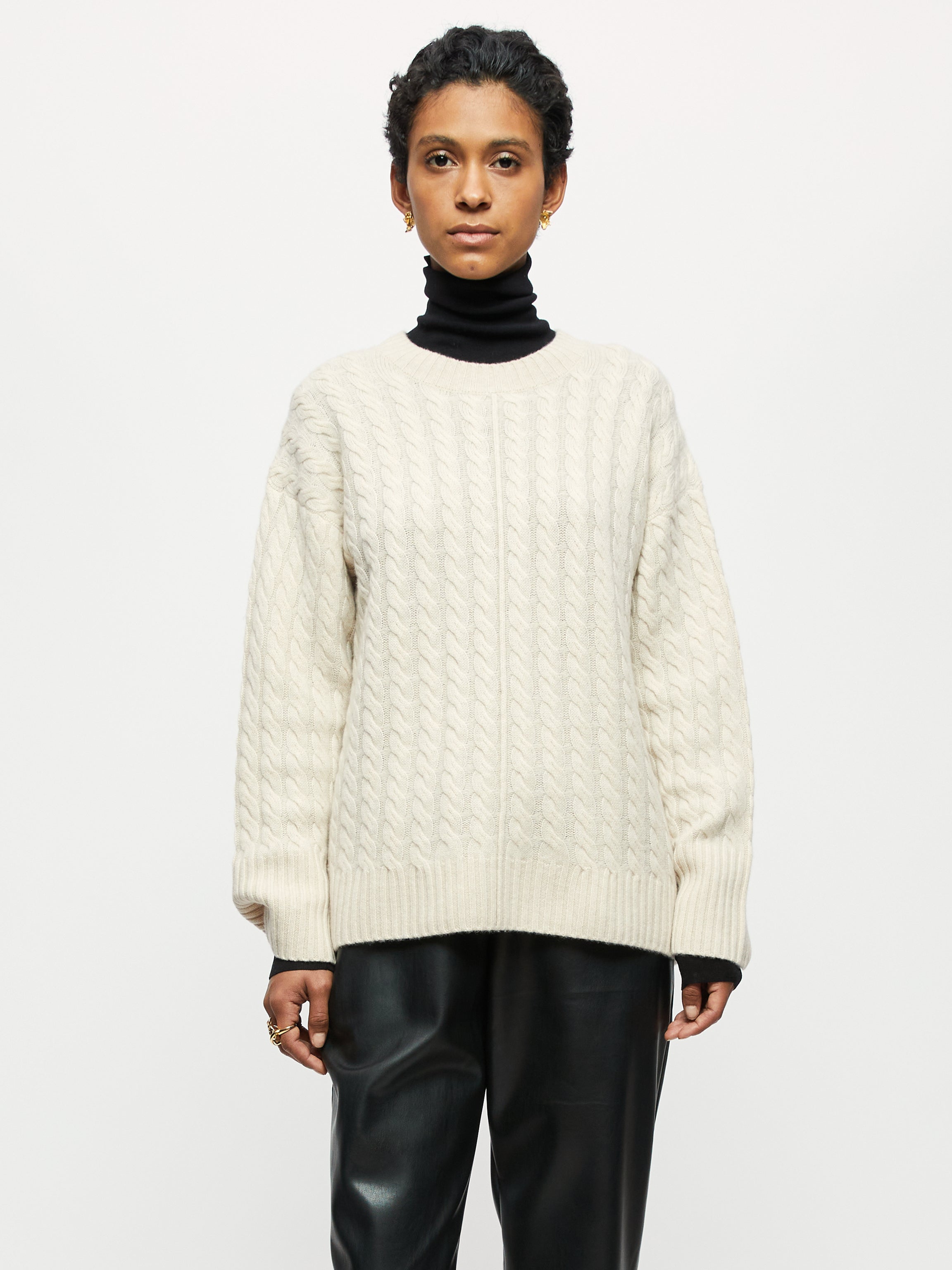 Merino Cashmere Cable Jumper | Beige#N##N# #N##N# #N##N# #N##N# #N ...