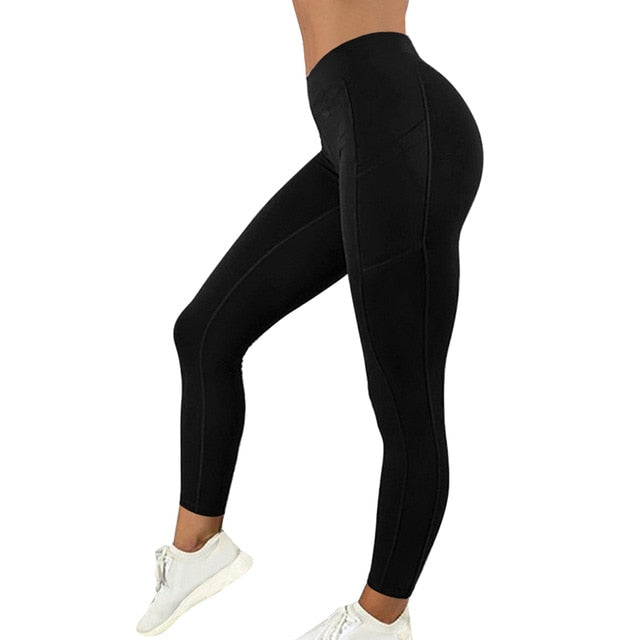 Spandex High Waist Legging Pockets Fitness Bottoms Running Sweatpants ...