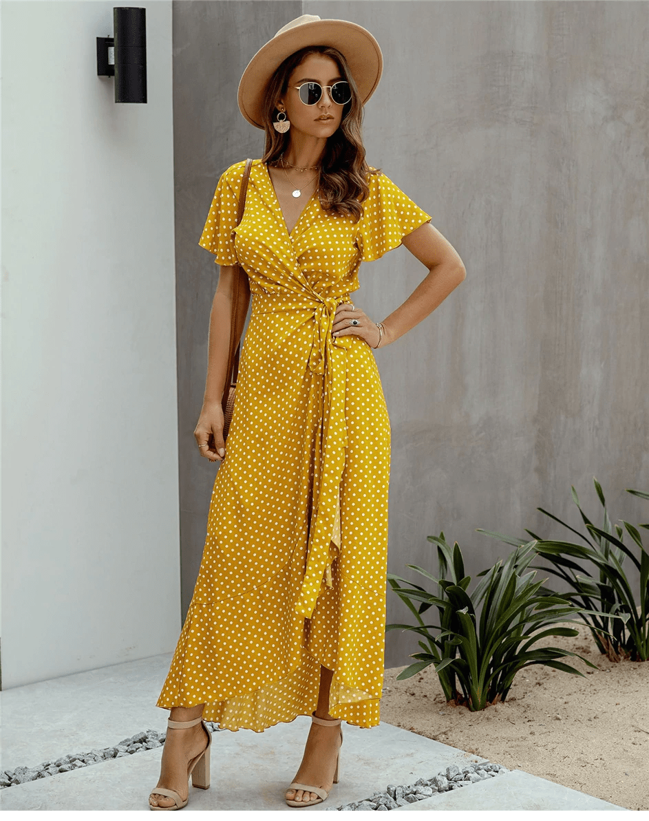 Boho Chic Long Dress in Yellow | Boho Mood