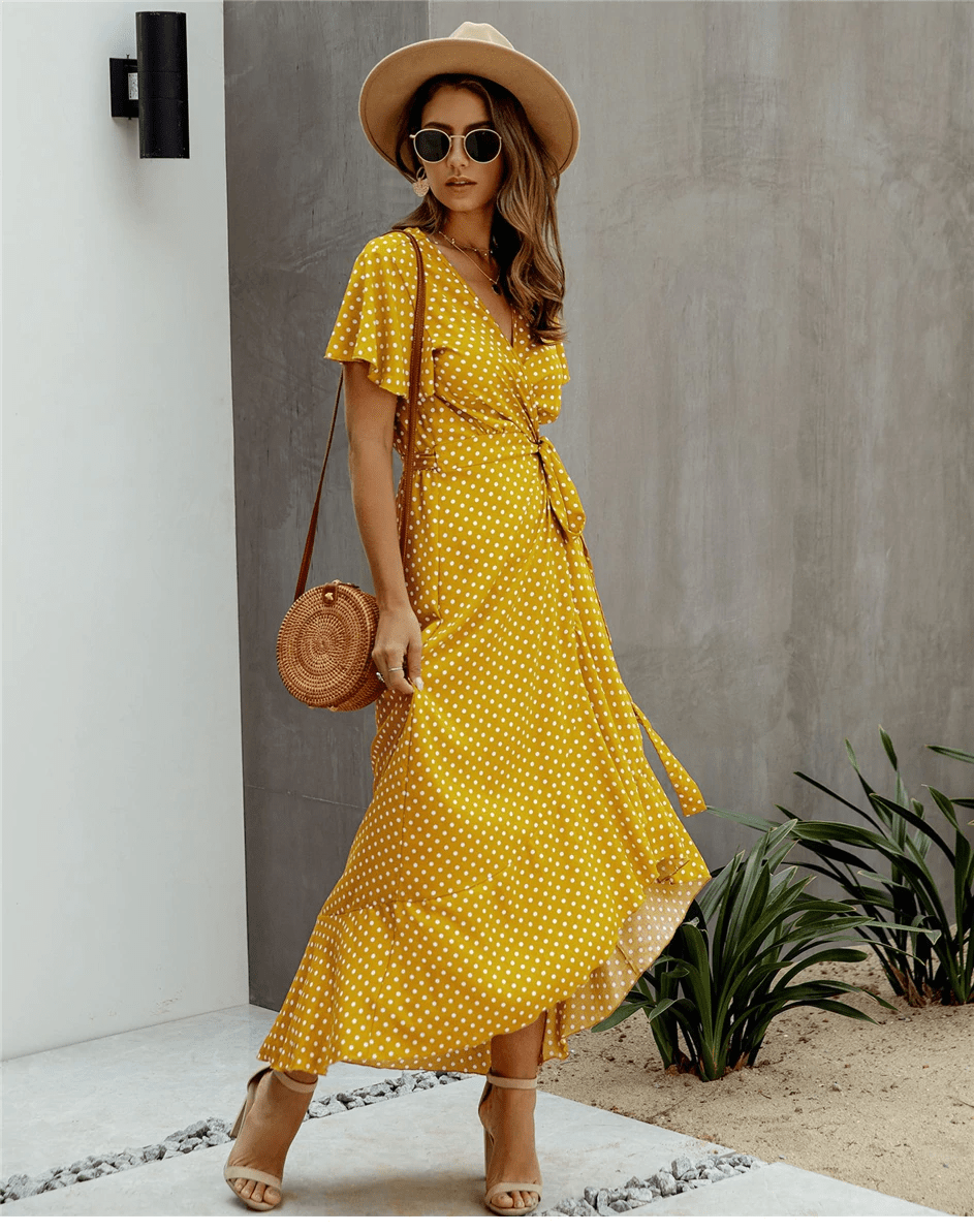 Boho Chic Long Dress in Yellow | Boho Mood