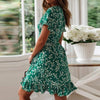 Mini Dress with Flower print in Green